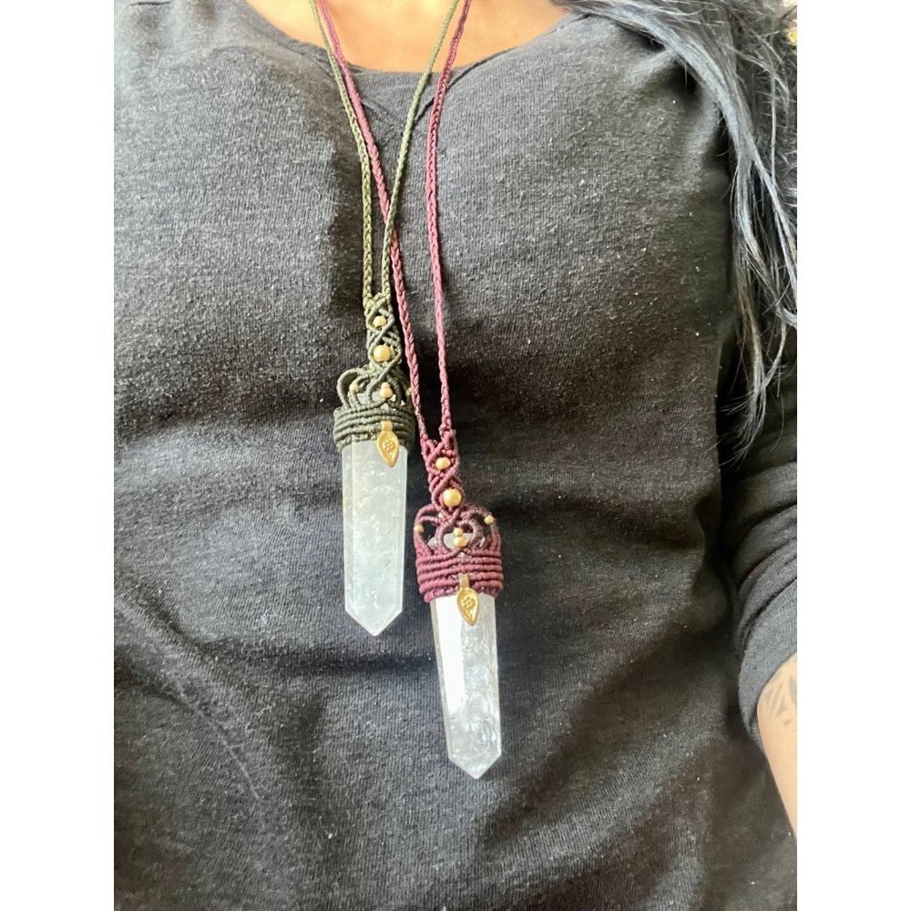 Braided Hemp + ST Quartz Power Pendant Necklace - Picture 3 of 9